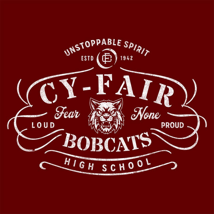 Close-up of Cy-Fair High School Bobcats Maroon Premium Unisex Hoodie 221