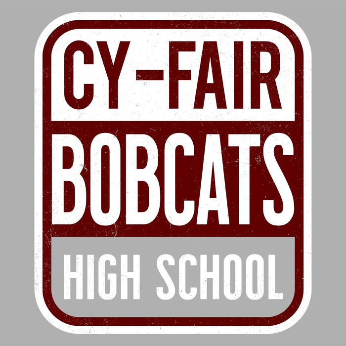 Close-up view of Cy-Fair High School Bobcats Unisex 3/4 sleeve Raglan T-shirt 001