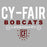 Close-up view of Cy-Fair High School Bobcats Unisex 3/4 sleeve Raglan T-shirt 003