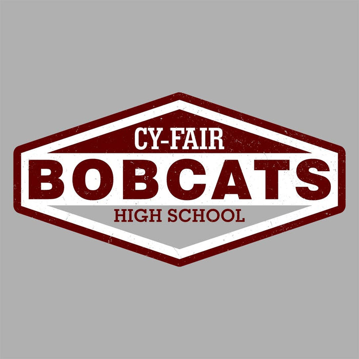 Close-up view of Cy-Fair High School Bobcats Unisex 3/4 sleeve Raglan T-shirt 009