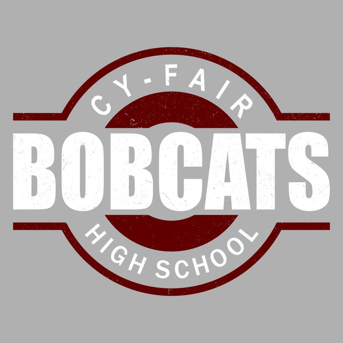 Close-up view of Cy-Fair High School Bobcats Unisex 3/4 sleeve Raglan T-shirt 011