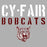 Close-up view of Cy-Fair High School Bobcats Unisex 3/4 sleeve Raglan T-shirt 017