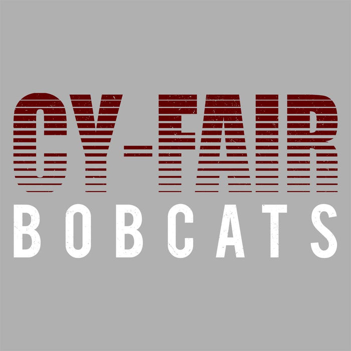 Close-up view of Cy-Fair High School Bobcats Unisex 3/4 sleeve Raglan T-shirt 024