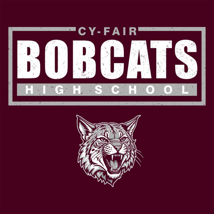 Close-up view of Cy-Fair High School Bobcats Maroon Classic Unisex T-shirt 049