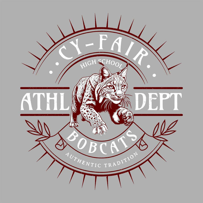 Close-up view of Cy-Fair High School Bobcats Sport Grey Classic Unisex T-shirt 201