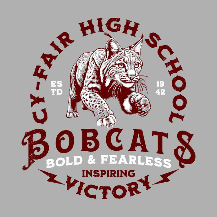 Close-up view of Cy-Fair High School Bobcats Sport Grey Classic Unisex T-shirt 206