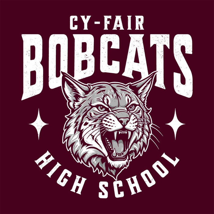 Close-up view of Cy-Fair High School Bobcats Maroon Classic Unisex T-shirt 213