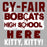 Close-up view of Cy-Fair High School Bobcats Unisex 3/4 sleeve Raglan T-shirt 231