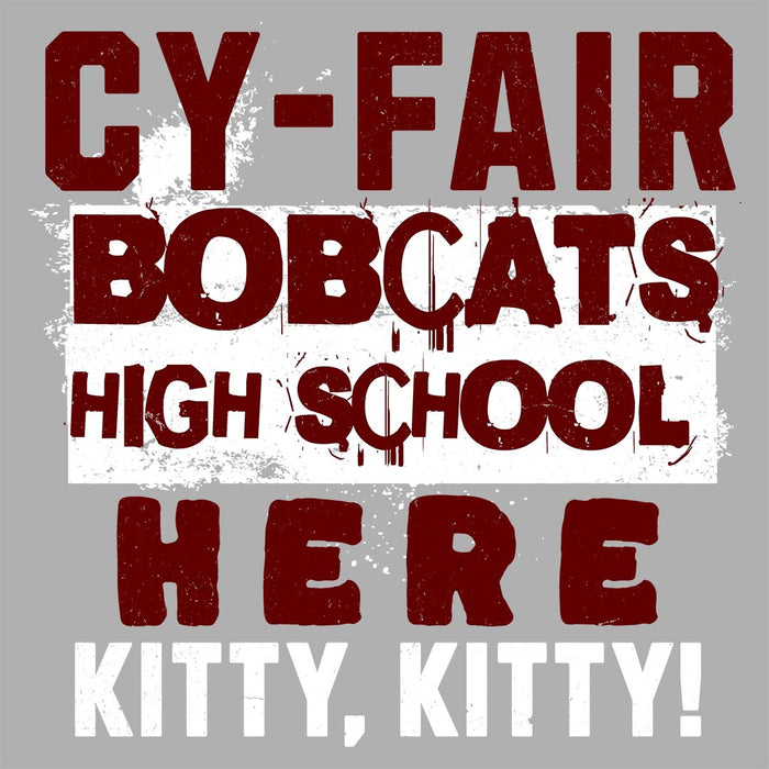 Close-up view of Cy-Fair High School Bobcats Unisex 3/4 sleeve Raglan T-shirt 231