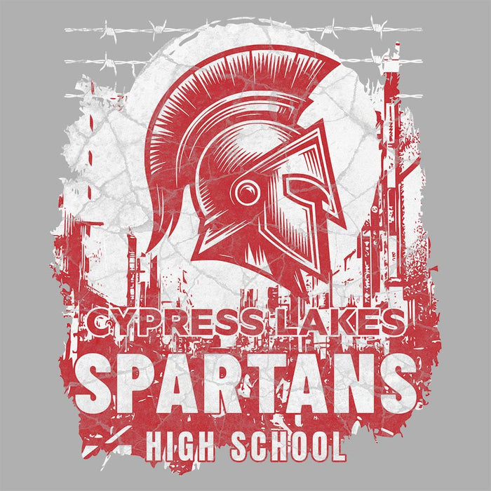 Close-up view of Cypress Lakes High School Spartans Unisex 3/4 sleeve Raglan T-shirt 202