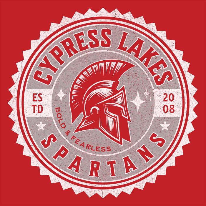 Close-up view of Cypress Lakes High School Spartans Red Premium Unisex T-shirt 203