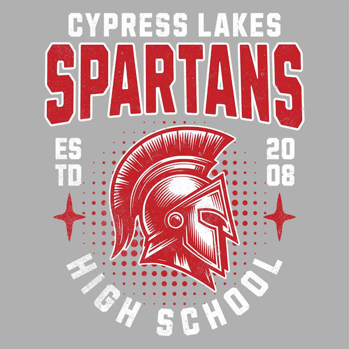 Close-up view of Cypress Lakes High School Spartans Unisex 3/4 sleeve Raglan T-shirt 204