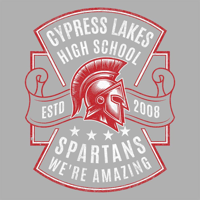 Close-up view of Cypress Lakes High School Spartans Athletic Heather Premium Unisex T-shirt 207