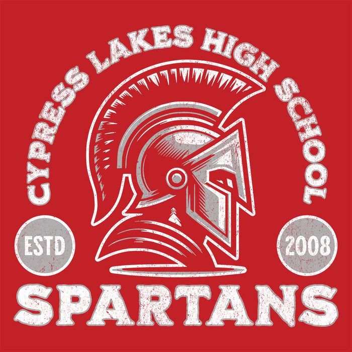 Close-up view of Cypress Lakes High School Spartans Red Premium Unisex T-shirt 208