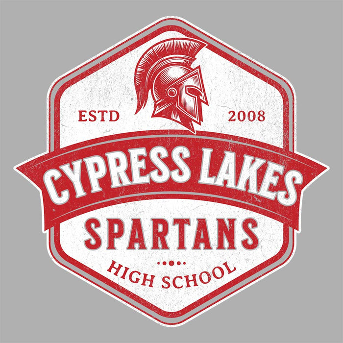 Close-up view of Cypress Lakes High School Spartans Unisex 3/4 sleeve Raglan T-shirt 209