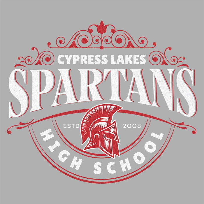 Close-up view of Cypress Lakes High School Spartans Unisex 3/4 sleeve Raglan T-shirt 211