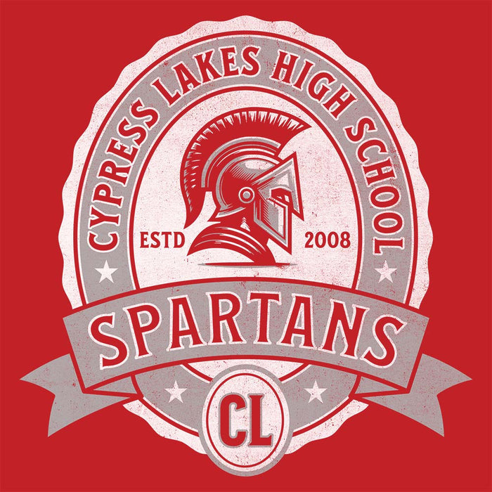 Close-up view of Cypress Lakes High School Red Classic Unisex Hoodie 212