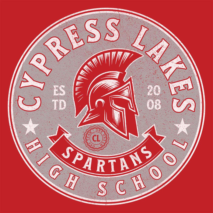 Close-up view of Cypress Lakes High School Red Classic Unisex Hoodie 215