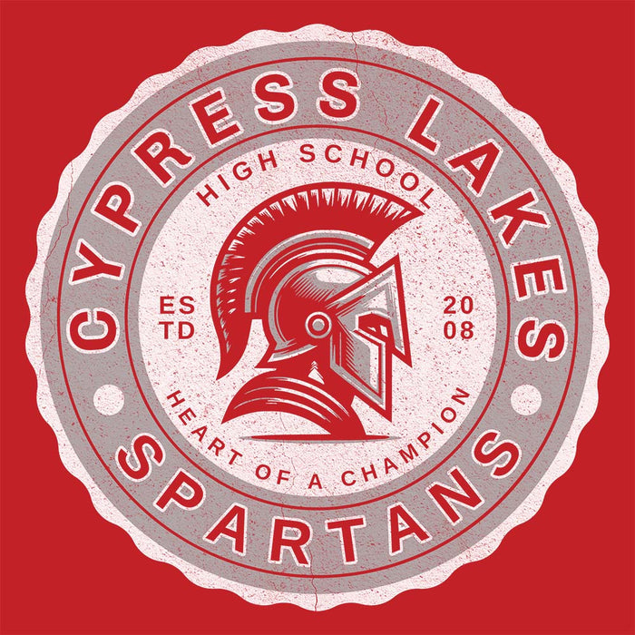 Close-up view of Cypress Lakes High School Spartans Red Classic Unisex T-shirt 216