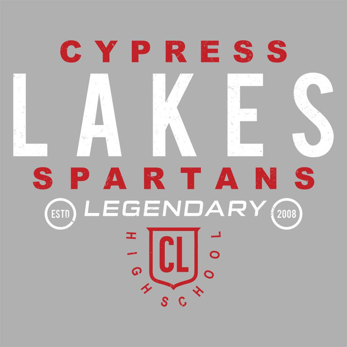 Close-up view of Cypress Lakes High School Spartans Unisex 3/4 sleeve Raglan T-shirt 003