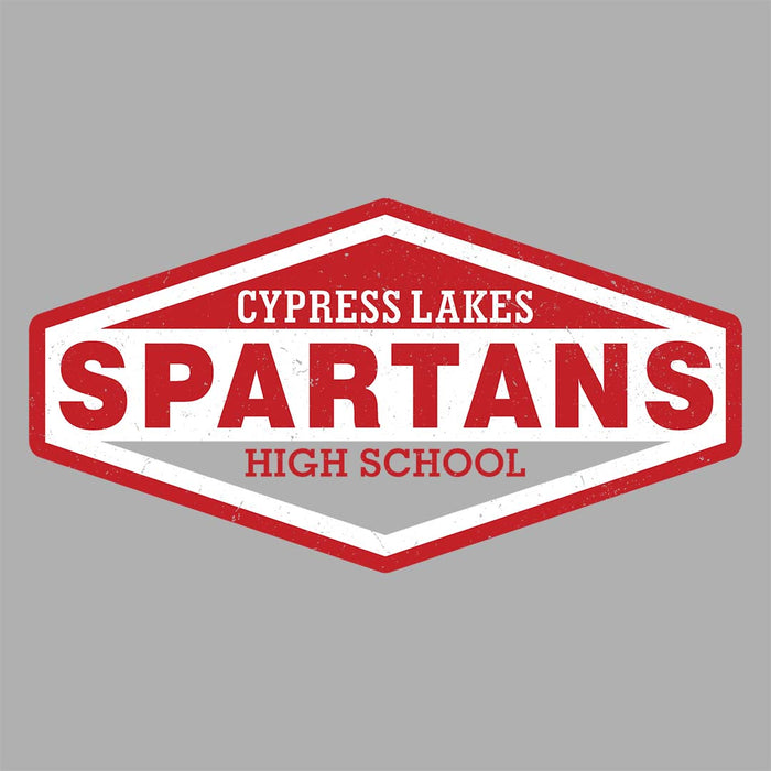 Close-up view of Cypress Lakes High School Spartans Unisex 3/4 sleeve Raglan T-shirt 009