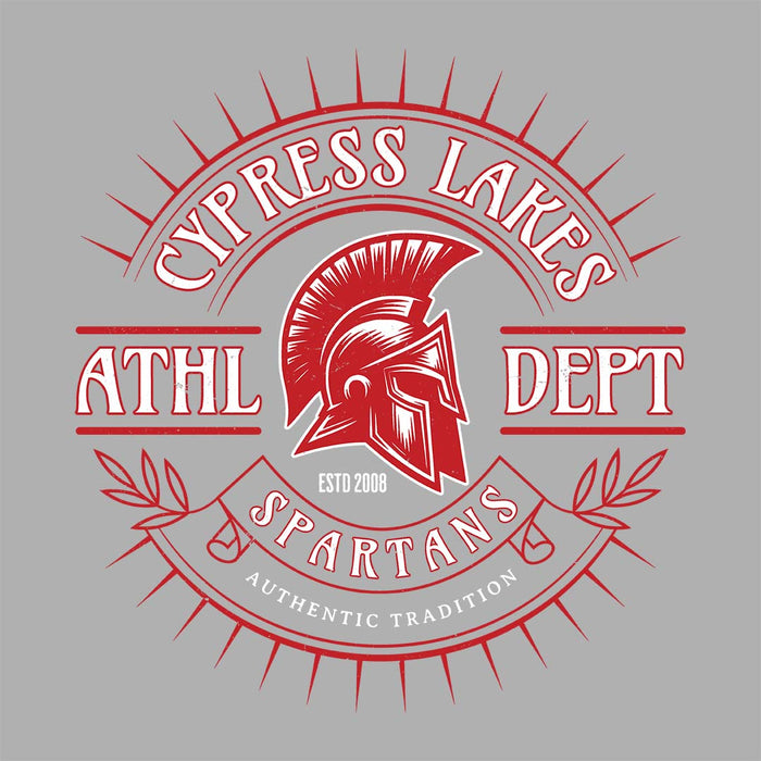 Close-up view of Cypress Lakes High School Spartans Heather Grey Women's T-shirt 201