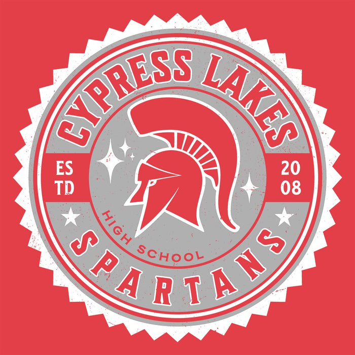 Close-up view of Cypress Lakes High School Spartans Heather Red Women's T-shirt 203