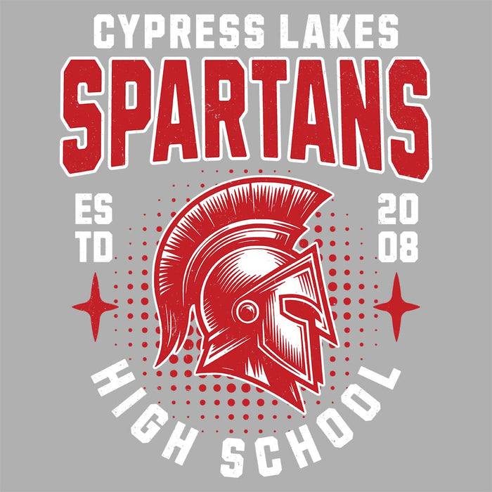 Close-up view of Cypress Lakes High School Spartans Unisex 3/4 sleeve Raglan T-shirt 204