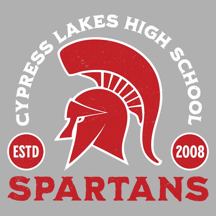 Close-up view of Cypress Lakes High School Spartans Heather Grey Women's T-shirt 208