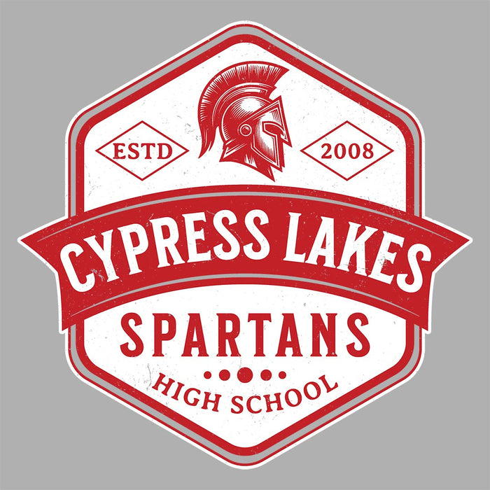 Close-up view of Cypress Lakes High School Spartans Unisex 3/4 sleeve Raglan T-shirt 209