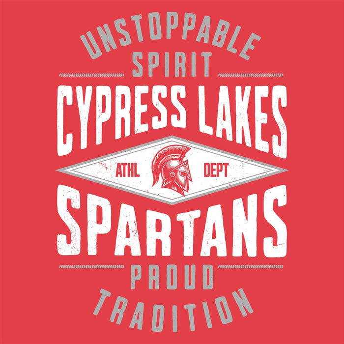 Close-up view of Cypress Lakes High School Spartans Heather Red Women's T-shirt 210
