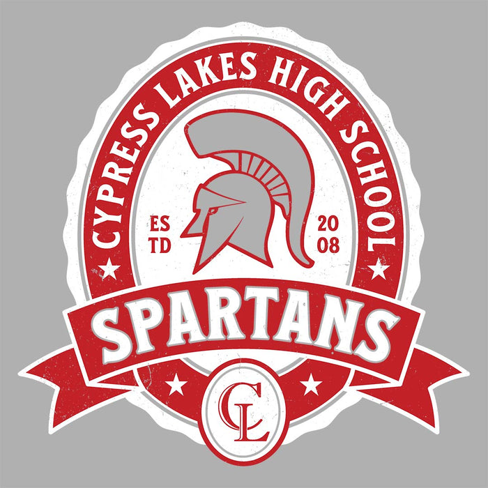 Close-up view of Cypress Lakes High School Spartans Heather Grey Women's T-shirt 212