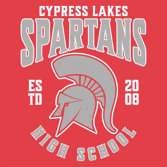 Close-up view of Cypress Lakes High School Spartans Heather Red Women's T-shirt 213
