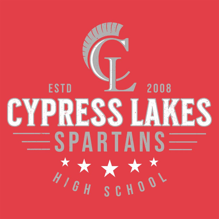 Close-up view of Cypress Lakes High School Spartans Heather Red Women's T-shirt 217