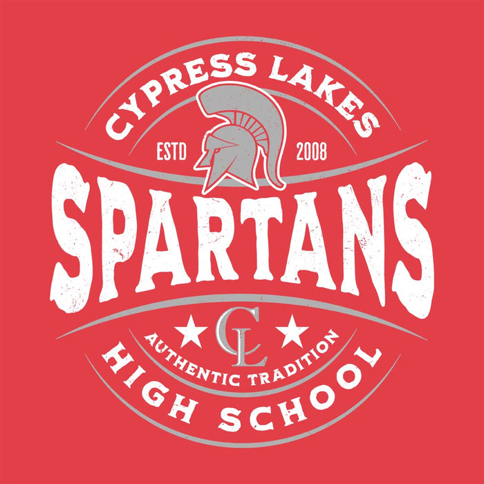 Close-up view of Cypress Lakes High School Spartans Heather Red Women's T-shirt 218