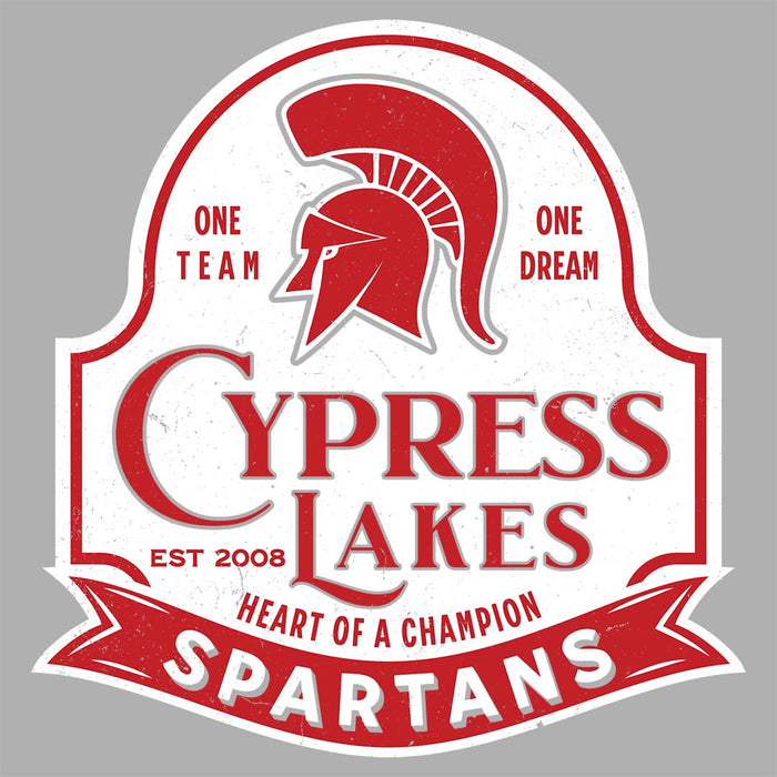 Close-up view of Cypress Lakes High School Spartans Heather Grey Women's T-shirt 219