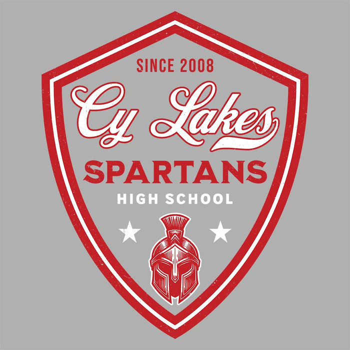 Close-up view of Cypress Lakes High School Spartans Unisex 3/4 sleeve Raglan T-shirt 225