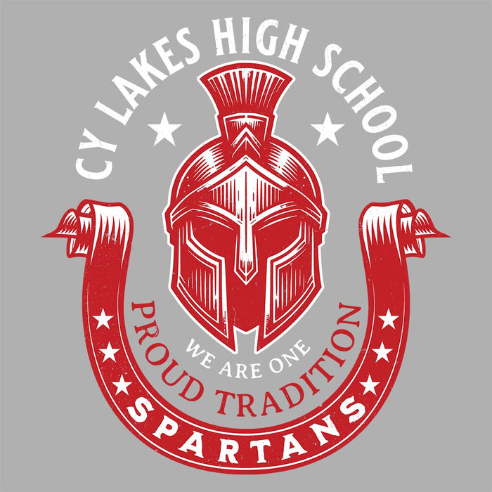 Close-up view of Cypress Lakes High School Spartans Unisex 3/4 sleeve Raglan T-shirt 229