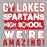 Close-up view of Cypress Lakes High School Spartans Unisex 3/4 sleeve Raglan T-shirt 231