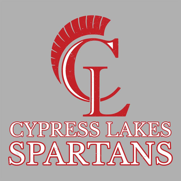Close-up view of Cypress Lakes High School Spartans Unisex 3/4 sleeve Raglan T-shirt 233