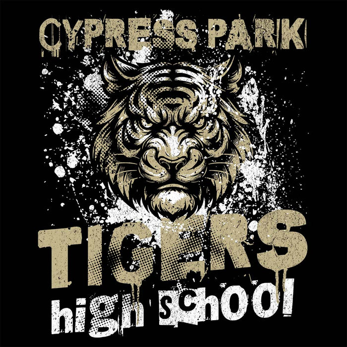 Close-up view of Cypress Park High School Tigers Black Premium Unisex Hoodie 205