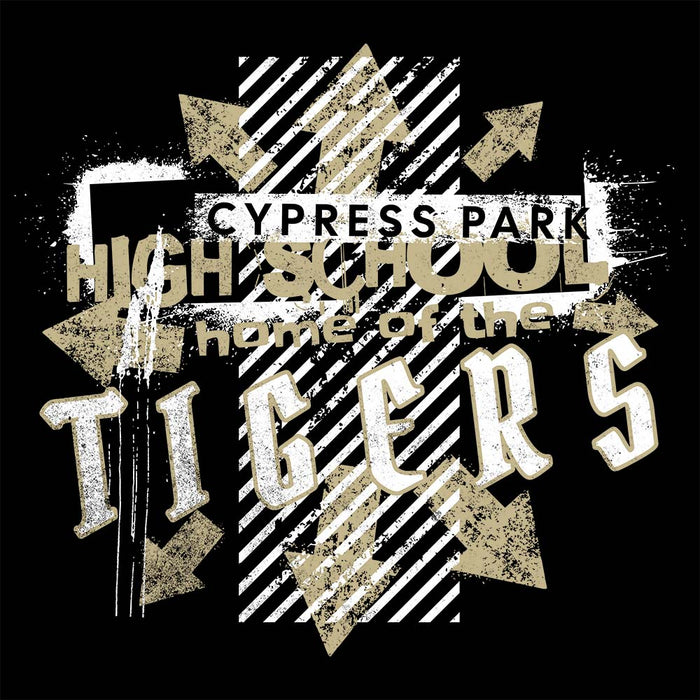 Close-up view of Cypress Park High School Tigers Black Classic Unisex T-shirt 210