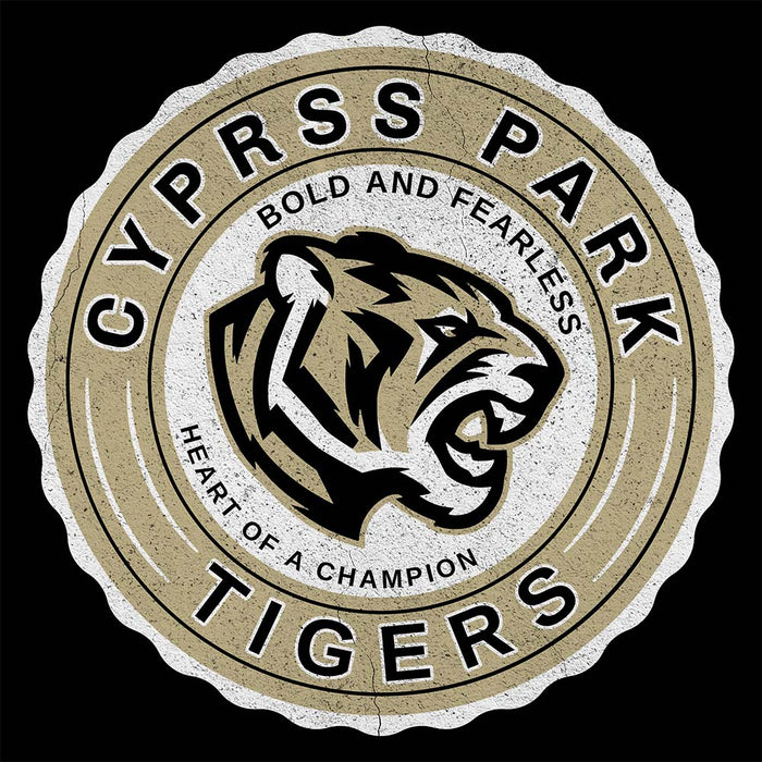 Close-up view of Cypress Park High School Tigers Black Premium Unisex T-shirt 216