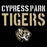 Close-up view of Cypress Park High School Tigers Women's Black T-shirt 017