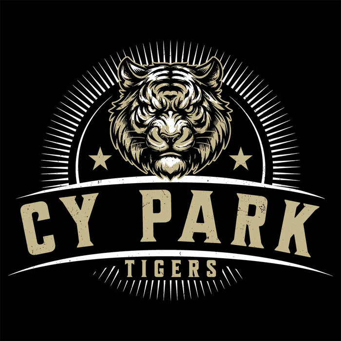 Close-up view of Cypress Park High School Tigers Women's Black T-shirt 221