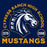 Close-up view of Cypress Ranch High School Mustangs Navy Premium Unisex T-shirt 209