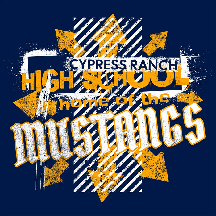 Close-up view of Cypress Ranch High School Mustangs Navy Classic Unisex Hoodie 211