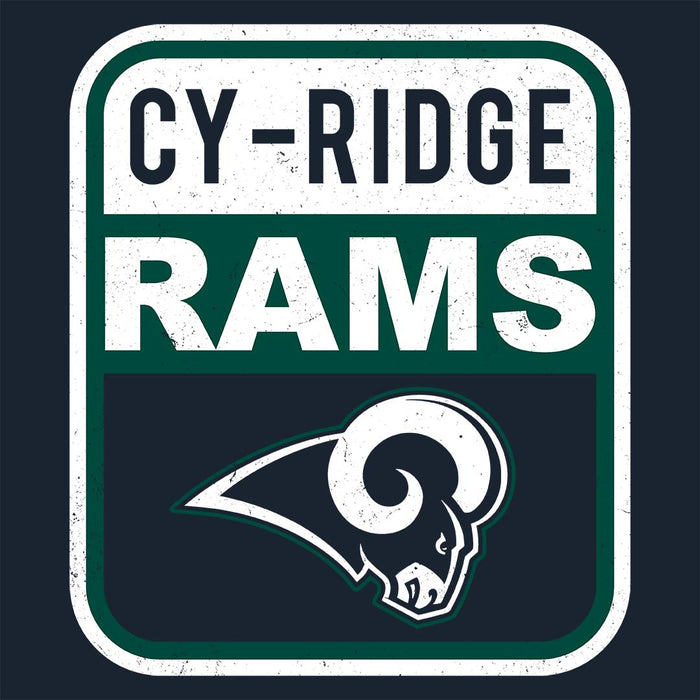 Close-up view of Cypress Ridge High School Rams Women's Navy T-shirt 001