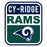 Close-up view of Cypress Ridge High School Rams Unisex 3/4 sleeve Raglan T-shirt 001