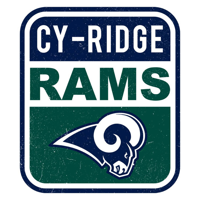 Close-up view of Cypress Ridge High School Rams Unisex 3/4 sleeve Raglan T-shirt 001